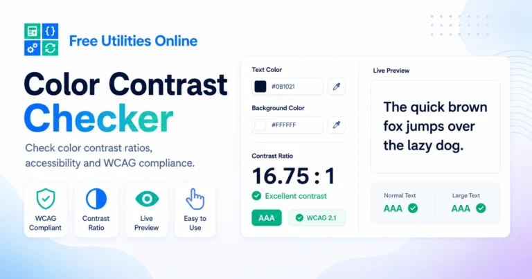Color Contrast Checker showing a WCAG contrast ratio and accessibility results
