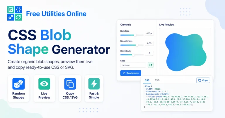 CSS Blob Shape Generator with live preview and copyable CSS or SVG blob output
