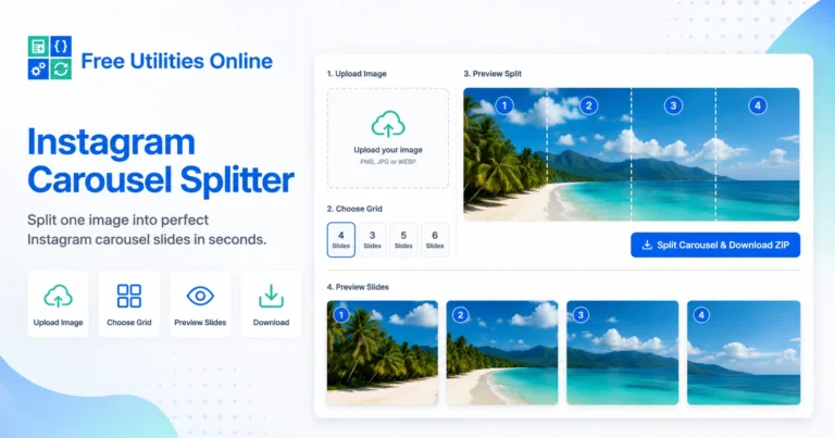 Instagram Carousel Splitter previewing an image divided into four downloadable slides